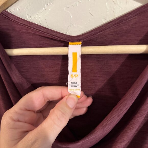 Lucy Purple Heathered Batwing Short Sleeved Cowl Neck Boxy Athletic T Shirt - Picture 10 of 12